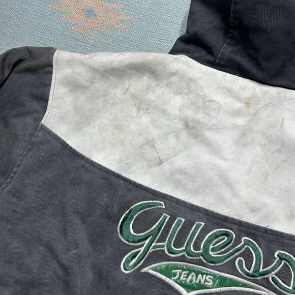 Vintage guess hooded work jacket canvas Carhartt style quilt lined distressed XL - Picture 3 of 14
